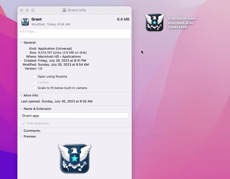 How to set a custom Grant icon in Finder
